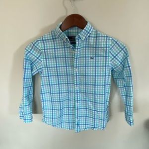 Vineyard Vines button up plaid whale shirt.